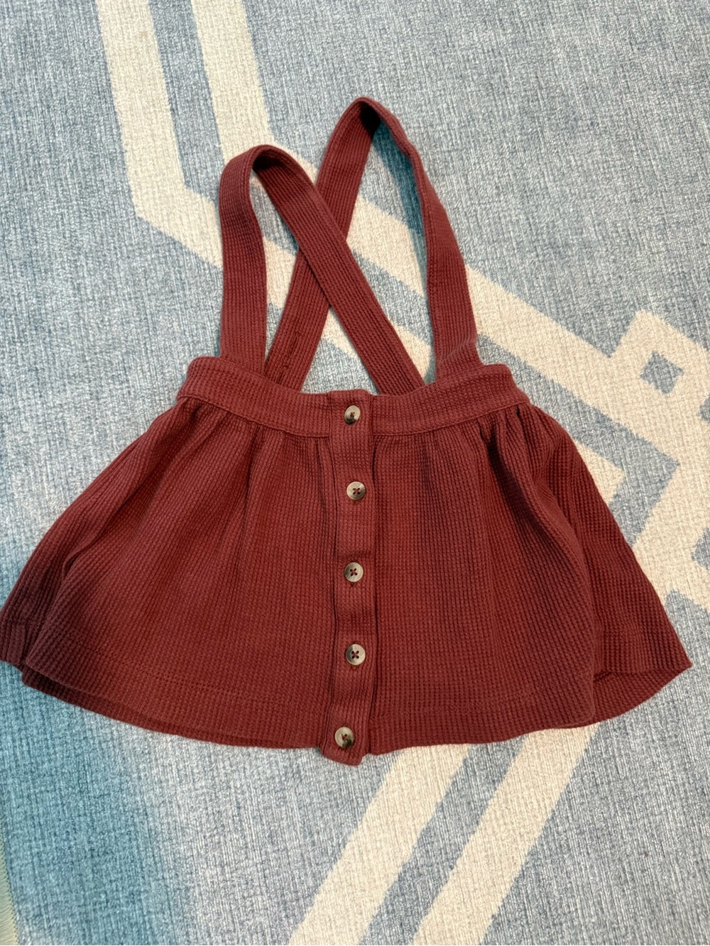 kate quinn Burgundy/Brown Knit Button-Front Skirt with Crossback Suspenders